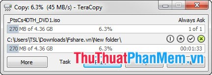 TeraCopy - Phần mềm tăng tốc sao chép, di chuyển dữ liệu