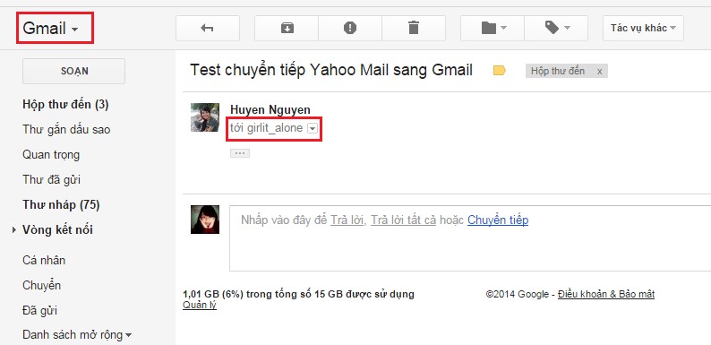 Hoàn thành chuyển Yahoo mail sang Gmail