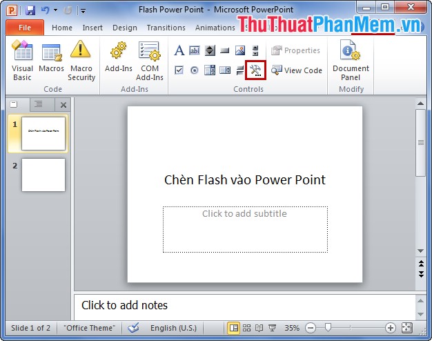 Hướng dẫn chèn flash vào PowerPoint