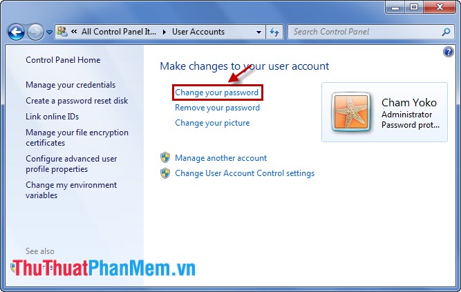 Hướng dẫn thay đổi mật khẩu Windows 7