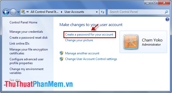 Hướng dẫn thay đổi mật khẩu Windows 7