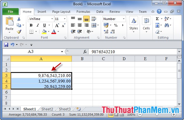 Cách hiển thị dấu phẩy phân cách hàng nghìn trong Excel