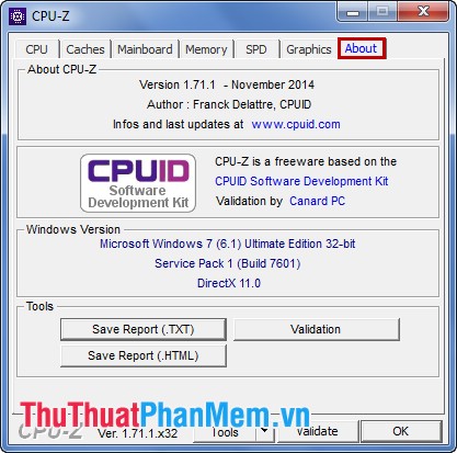 CPU-Z kiểm tra chi tiết cấu hình máy tính
