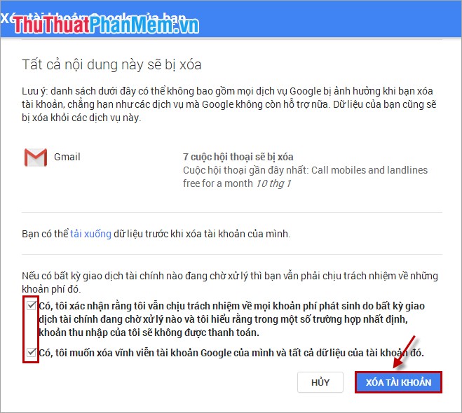 Hướng dẫn xóa tài khoản Gmail (Google)
