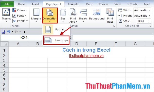 Cách in ấn trong Excel