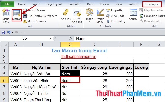 Hướng dẫn tạo Macro trong Excel