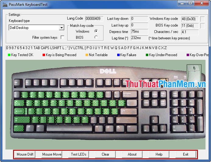 KeyboardTest - Phần mềm kiểm tra bàn phím, kiểm tra lỗi bàn phím