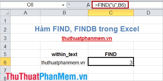 Hàm Find, FindB trong Excel - Hàm tìm một chuỗi văn bản trong một văn bản khác trong Excel