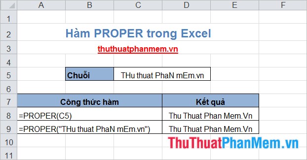 Hàm PROPER trong Excel