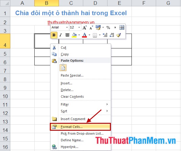Cách chia 1 ô thành 2 ô trong Excel - Tách ô trong Excel