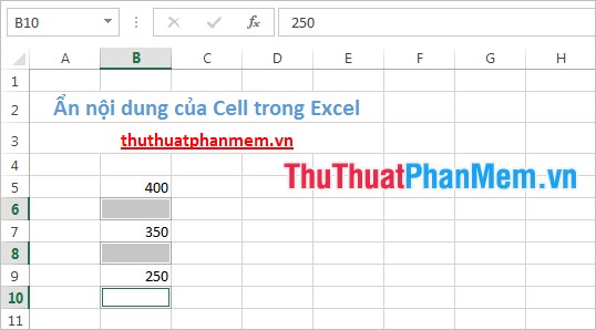Ẩn nội dung của ô Cell bất kỳ trong Excel
