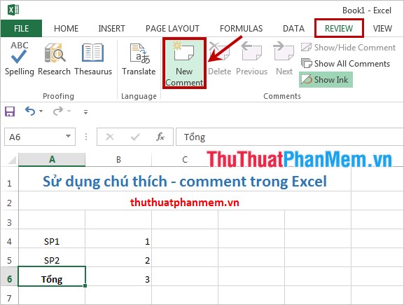 Chú thích (Comment) trong Excel - Tạo chú thích trong Excel