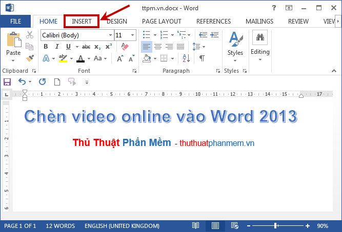Hướng dẫn chèn Video Youtube vào Word 2013