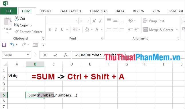 Cách hiển thị đối số của hàm trong Excel