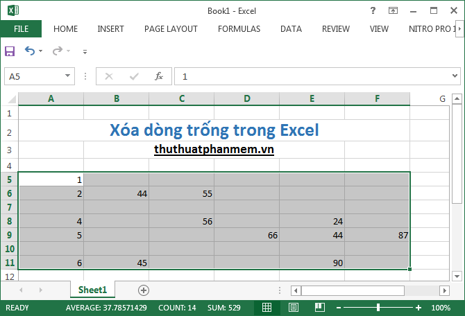 Hướng dẫn xóa dòng trống (dòng trắng) trong Excel