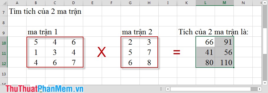 Các hàm ma trận trong Excel