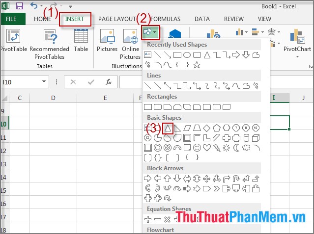 Cách vẽ tam giác đều trong Excel