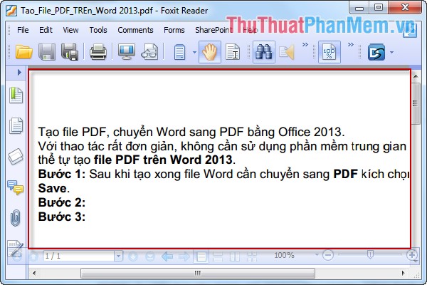 Chuyển Word sang PDF bằng Office 2013