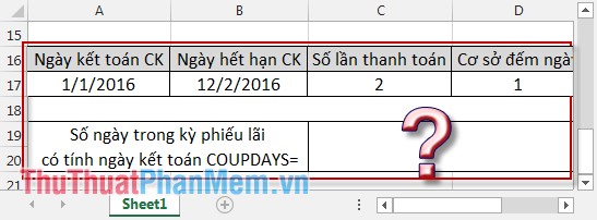 Hàm Coupdays - Tính số ngày trong kỳ phiếu lãi và có chứa ngày kết toán trong Excel