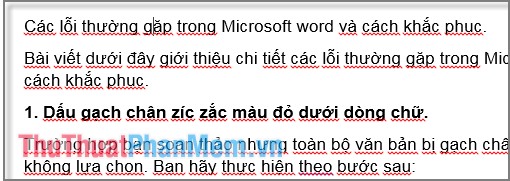 Các lỗi thường gặp trong Microsoft word và cách khắc phục