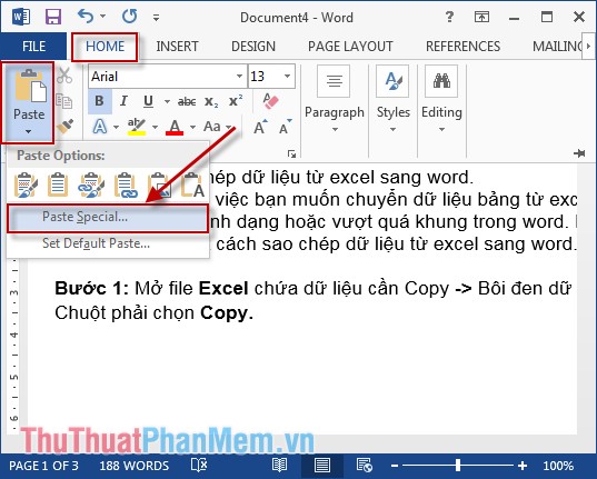Hướng dẫn copy dữ liệu từ Excel sang Word giữ nguyên định dạng