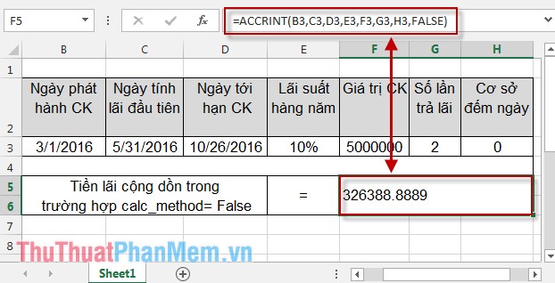 Sử dụng hàm tính tiền lãi cộng dồn trong Excel