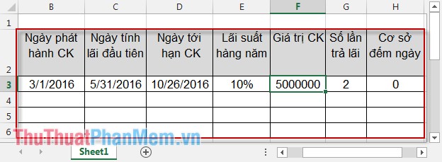 Sử dụng hàm tính tiền lãi cộng dồn trong Excel