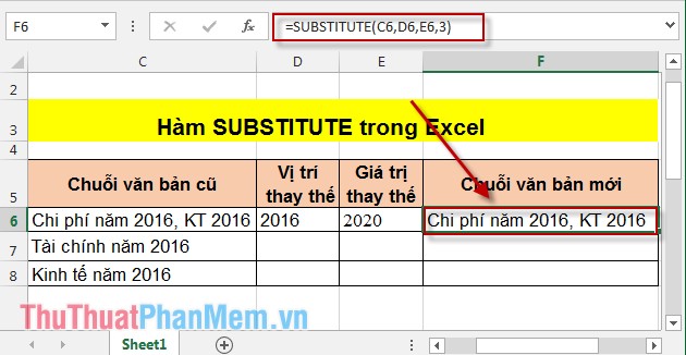 Hàm SUBSTITUTE – Hàm thay thế chuỗi văn bản trong Excel