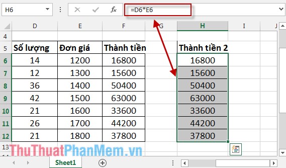 Cách copy công thức chứa tham chiếu trong Excel