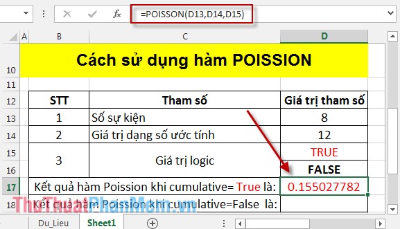 Hàm POISSON - Hàm trả về phân bố Poisson trong Excel