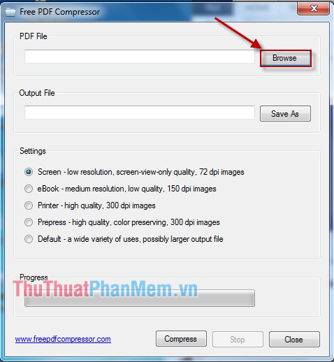 Giảm kích thước file PDF bằng Free PDF Compressor