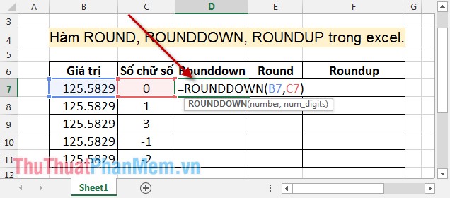 Hàm ROUND, ROUNDDOWN, ROUNDUP trong Excel 2