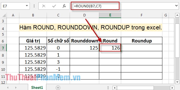 Hàm ROUND, ROUNDDOWN, ROUNDUP trong Excel 4