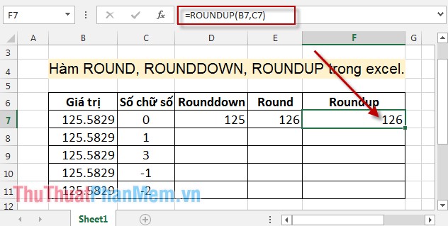 Hàm ROUND, ROUNDDOWN, ROUNDUP trong Excel 5