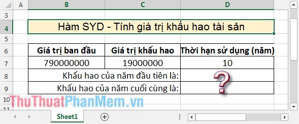 Hàm SYD - Tính khấu hao cho một tài sản theo giá trị còn lại trong Excel