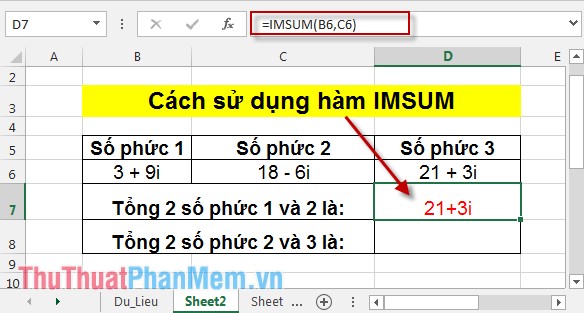 Hàm IMSUM và IMSUB – Tính tổng và hiệu số phức trong Excel