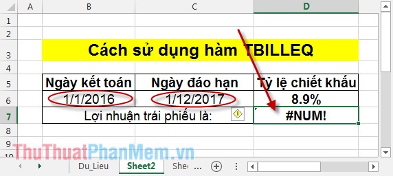 Hàm TBILLEQ – Tính lợi nhuận tương ứng với trái phiếu trong kho bạc trong Excel
