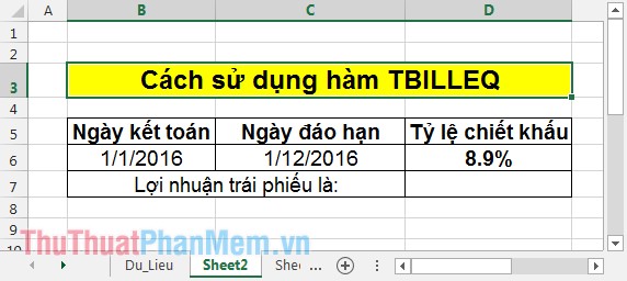 Hàm TBILLEQ – Tính lợi nhuận tương ứng với trái phiếu trong kho bạc trong Excel