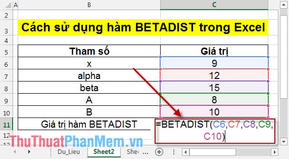 Hàm BETADIST - Hàm phân bố lũy tích Beta trong Excel