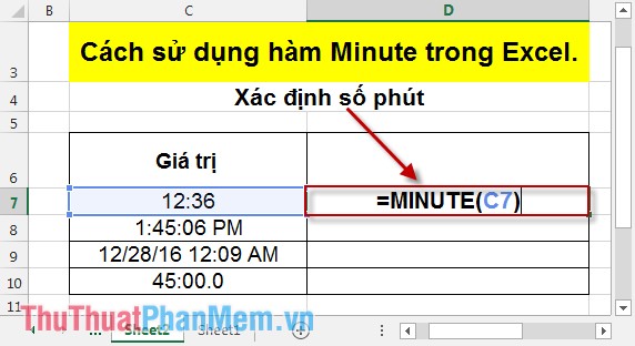 Hàm MINUTE - Hàm chuyển đổi một số sê ri thành một phút trong Excel