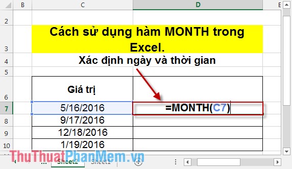 Hàm MONTH - Hàm chuyển đổi một số sê ri thành một tháng trong Excel