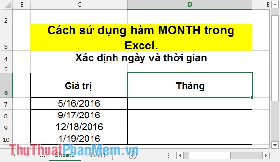 Hàm MONTH - Hàm chuyển đổi một số sê ri thành một tháng trong Excel
