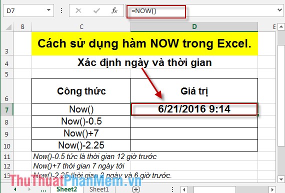 Hàm NOW - Hàm trả về ngày và giờ hiện tại trong Excel