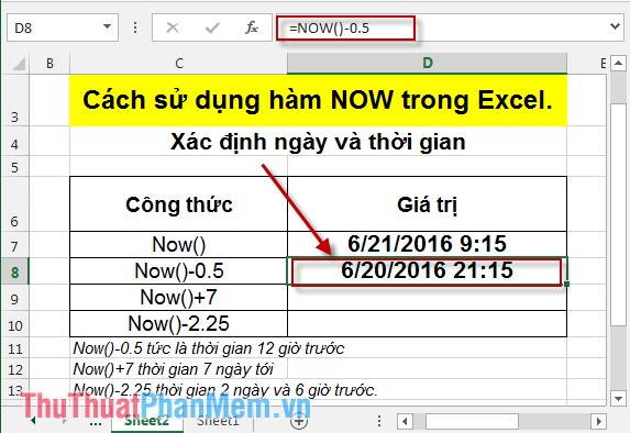 Hàm NOW - Hàm trả về ngày và giờ hiện tại trong Excel