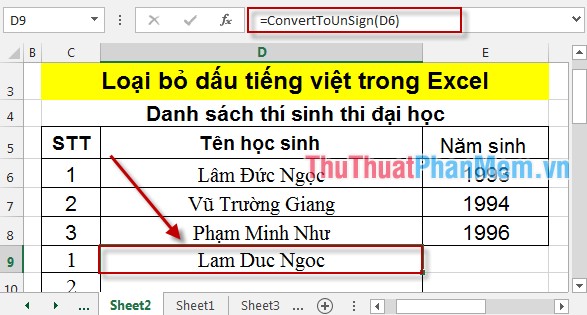 Hướng dẫn cách loại bỏ dấu tiếng Việt trong Excel