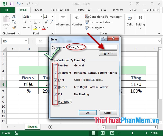 Cách sử dụng Style trong Excel