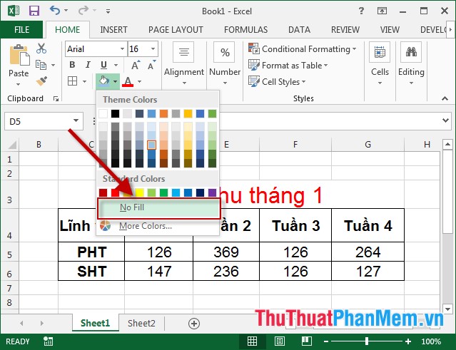 Hướng dẫn thay đổi màu nền của ô (Cell) trong Excel