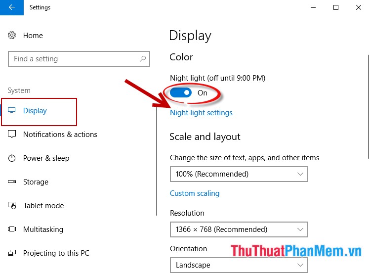 Cách sử dụng chế độ Night Light (ánh sáng đêm) trên Windows 10
