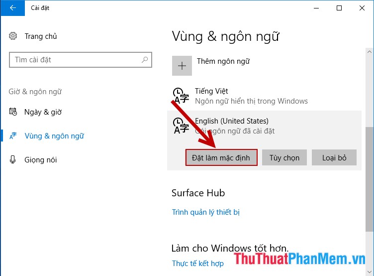 Hướng dẫn cài đặt ngôn ngữ tiếng Việt cho Windows 10