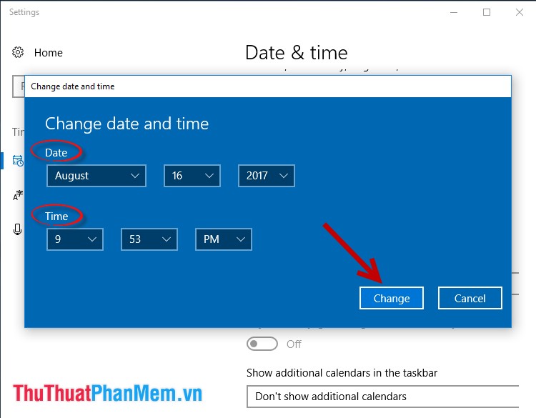 Cách chỉnh thời gian trên Windows 10, cách thay đổi ngày giờ trên Windows 10